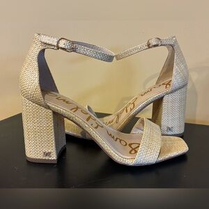 SAM EDELMAN Daniella Block Heel Sandal Natural Color SZ. 7 NWOB